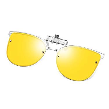Imagem de FEISEDY Óculos de sol polarizados Clip On B2436 com aba tipo olho de gato, Amarelo, width: 2.20in