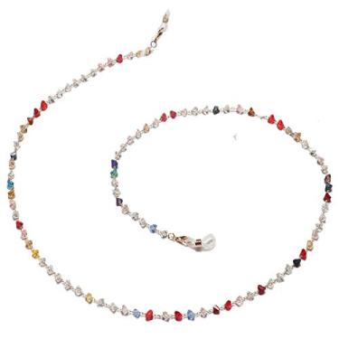 Imagem de N/Q Corrente colorida com contas de cristal de olho turco para óculos de sol, cordão ajustável, alça de óculos para mulheres, homens, joias, Triângulo G, G
