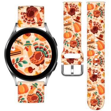 Imagem de Vieeki Pulseiras femininas de relógio de Ação de Graças Turquia compatíveis com Samsung Galaxy Watch 7, 6, 5, 4, 5 Pro (45 mm), 4 Classic (46 mm)/3 (41 mm)/Active 2, pulseira de silicone de