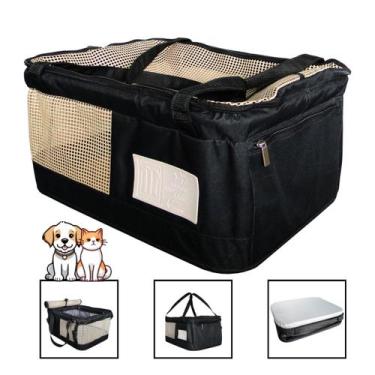 Imagem de Bolsa Transporte Pet Para Cães e Gatos Cia Azul de Avião e Carro Preta
