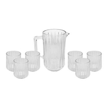 Imagem de Jogo De Jarra 1,45l Com 6 Copos 300ml De Cristal Ecológico Bangkok - W