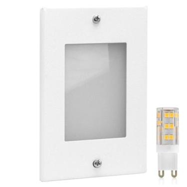 Imagem de Balizador de Embutir Escada Parede Branco 4x2 Alumínio + Lâmpada Led G