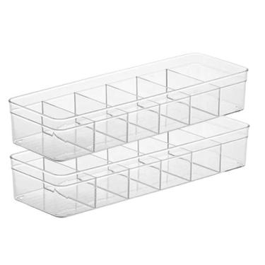Imagem de Kit 2 Organizador 6 Divisória Multiuso Transparente Armários Joias - P
