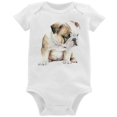 Imagem de Body Bebê Cachorro Buldogue Inglês - Foca na Moda, Branco, P