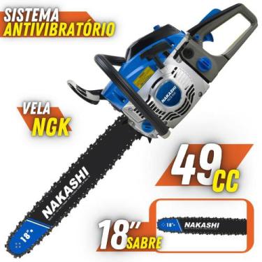 Imagem de Motosserra Nakashi À Gasolina NCS-500 Com Carburador 49.3cc Com Sabre 