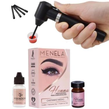 Imagem de Henna Com Fixador Menela Sobrancelha + Mini Mixer Misturador - Trattim