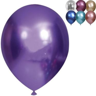 Imagem de Pacote Com 25 Balões Bexiga Cromado, Balões 5 Polegadas, Balão Metaliz