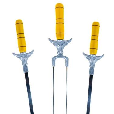 Imagem de Kit 2 Espeto Simples e 1 Espeto Duplo Zavi Grill de Inox para Carnes 6