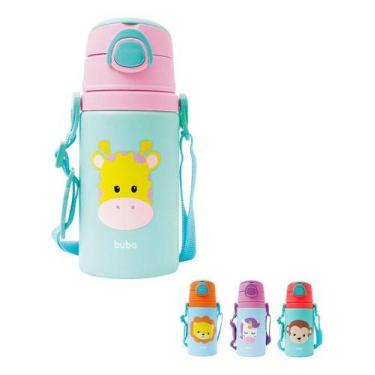 Imagem de Garrafinha com Canudo de Alumínio 400 ML Animais com Cordinha Buba, 45