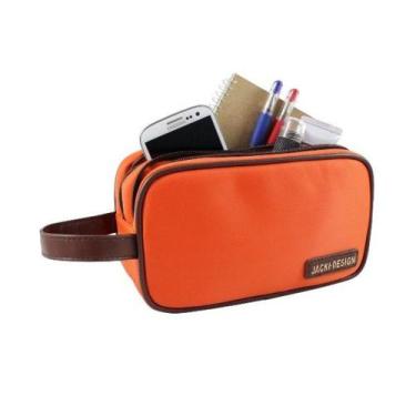Imagem de Necessaire Com Alça Lateral Lisa Essencial I Jacki Design Laranja