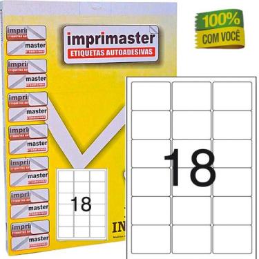 Imagem de Etiquetas Adesivas Imprimaster A4 - 63,5mm x 46,6mm - 18 Etiquetas Fol