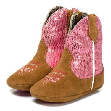 Imagem de Bota Texana Feminina Baby Rosa Cano Alto  Zíper Lateral - OMEGA, Rosa,