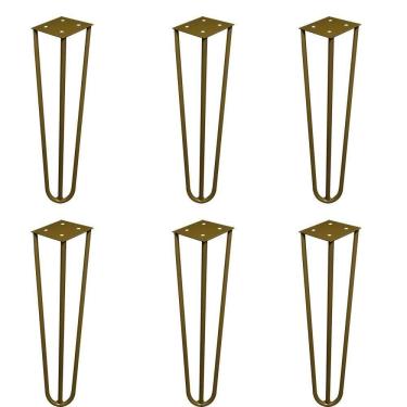 Imagem de Kit 6 Pés De Metal 25 Cm Hairpin Legs Rack E Puffs Dourado