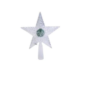 Imagem de Estrela acrilica com led color a bateria 14cm natal - NATALKASA