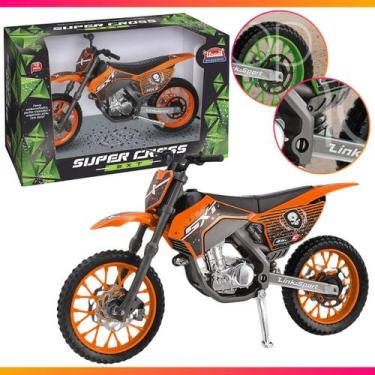 Imagem de Moto De Brinquedo Motocross Pneus Borracha Motinha Com Pezinho - EF Br