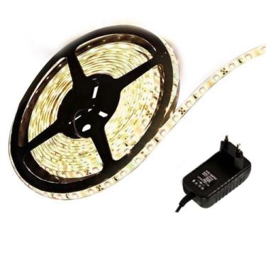 Imagem de Fita De Led Branco quente 5050 5 Metros Para Decoração Com Fonte - dgs