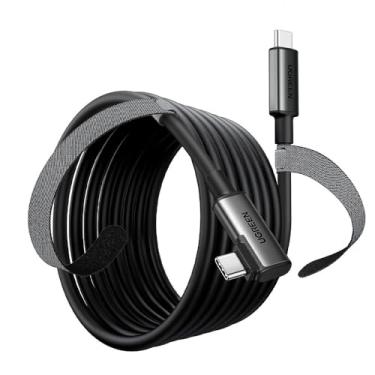 Imagem de Cabo Angular USB C para Link Headset 5M Preto Alta Velocidade Transmissão Dados Conector Robusto Design Ergonômico Longo Durável Ideal para Jogos VR