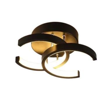 Imagem de Luminária Led Teto Lustre 3 Em 1 Moderno Sobrepor Plafon Preto - GENÉR