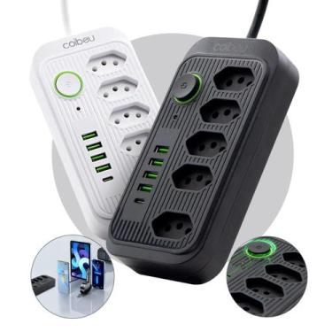 Imagem de Extensão Regua Filtro D Linha Anti Chama 5 Tomadas 4 Usb T C - EASY CA