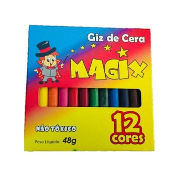 Imagem de Giz de Cera Infantil, 12 Cores, Magix, 48g - Giz de Cor