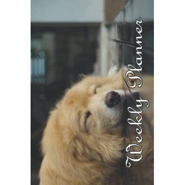 Imagem de Weekly Planner - No dates - Spacious organizer with weekday titles - Undated - Cute sleeping dog design: Cute doggy calendar weekly planner diary non dated