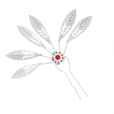 Imagem de Lureme Grampos de cabelo de folha oca dourada para mulheres, palitos de cabelo estilo folhas de liga vintage com strass (hb000016-5)