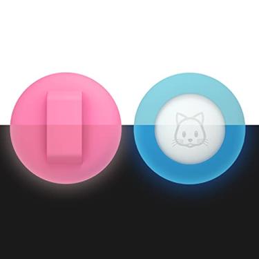 Imagem de Suporte para coleira de gato AirTag 2022, compatível com AirTag, pacote com 2 capas à prova d'água para coleira de animais de estimação de 9,5 cm (rosa luminoso e azul luminoso)