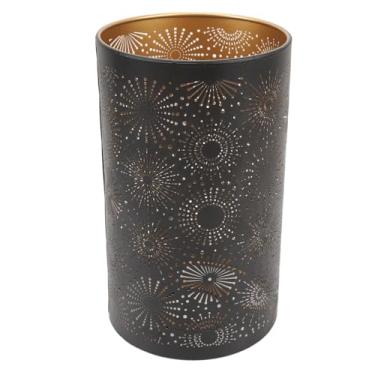 Imagem de Sombra de Lâmpada de Tambor, Escultura Em Ferro Artesanato Metal Oco Abajur Decorativo E27 E26 Capa de Lâmpada para Luzes Pendentes de Chão de Mesa