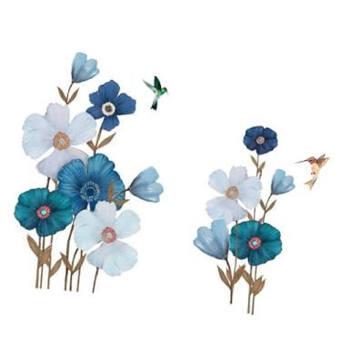 Imagem de XLWLLNJ Adesivos de Parede de Plantas Botânicas Arte para Casa DIY Sala de Aula Decalque de Parede Floral Azul