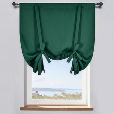 Imagem de DONREN Cortina de amarrar verde escuro 86 x 114 cm