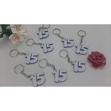 Imagem de Lembrancinha Aniversário 15 anos kit 12 chaveiros em mdf Branco - MIWL