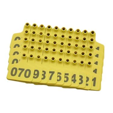 Imagem de WeiLaiKeQi 100 peças etiquetas de orelha de gado com número 001-100 ovelhas cabras marcador de brinco animal para parque jardim fazenda gerenciamento zoológico, Amarelo
