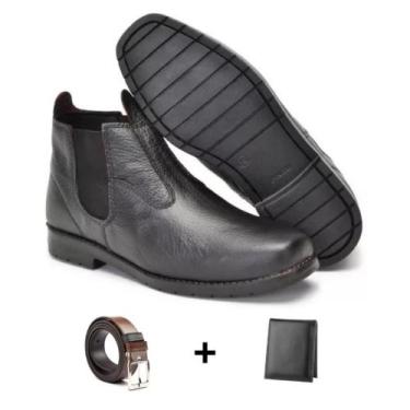 Imagem de Botina Masculina Bota Trabalho Confortável Acompanha Cinto e Carteira 