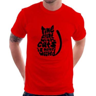 Imagem de Camiseta Time spend with cats is never wasted - Foca na Moda, Vermelho
