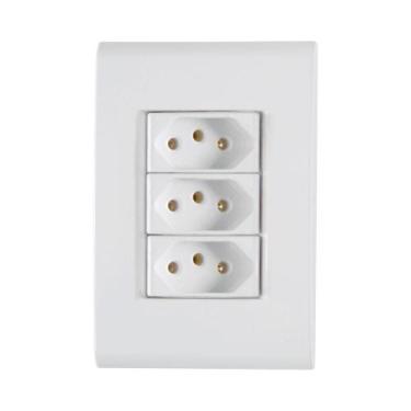 Imagem de Conjunto 4x2 Com 3 Tomadas 2p+t 20 A 250 V Tramontina Liz Branco Tramo