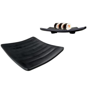 Imagem de Prato Oriental 14cm Quadrado Melamina Preto Japones - Best