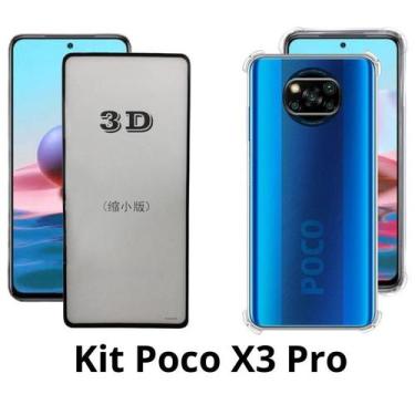 Imagem de Kit 2 em 1 Capa Anti Impactos  + Película 3D de Vidro para Xiaomi Poco