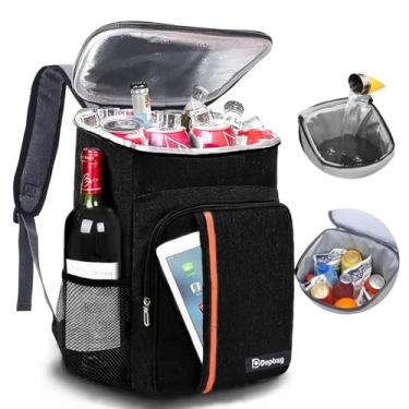 Imagem de Mochila Térmica Bolsa Isolamento Grande Espaçosa Alça Costa Impermeavel Reforçada Resistente Acampamento Camping Viagem Praia Cooler (Preto)