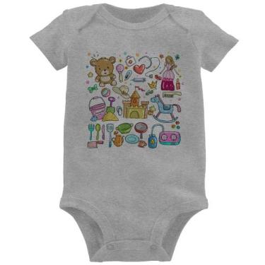 Imagem de Body Bebê Brinquedos - Foca na Moda, Cinza, GG