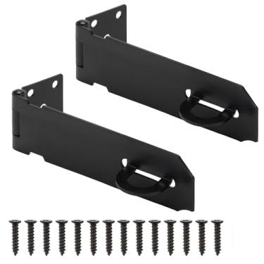 Imagem de Trava de ferrolho de trava de porta de 12 cm, fecho de segurança para fecho, ferrolho de aço inoxidável para portão de cerca ao ar livre, porta de celeiro, armário de galpão, gaveta, acabamento preto