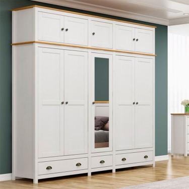 Imagem de Guarda Roupa Casal Topázio 10 Portas 3 Gavetas 9139BF Branco Freijó Finestra