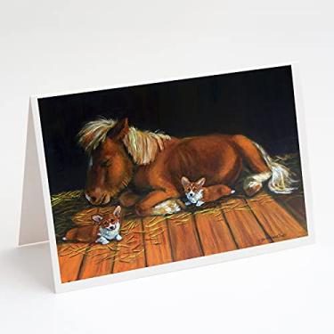 Imagem de Caroline's Treasures 7323GCA7P Corgi Snuggles The Pony Cartões e Envelopes Pacote com 8, 7 x 5, multicolorido