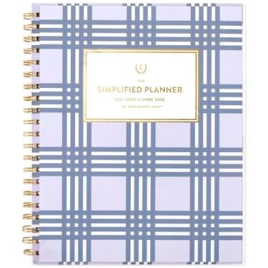 Imagem de AT-A-GLANCE Planner 2025-2026 Academic, simplificado por Emily Ley, semanal e mensal, 21 cm x 28 cm, grande, abas mensais, capa flexível, personalizável, xadrez lilás (EL39-901A)