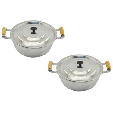 Imagem de Jogo De Panelas Alumínio Batido Fundido Grosso Nº20 E Nº22 Cabo de Madeira Marfim Envernizado