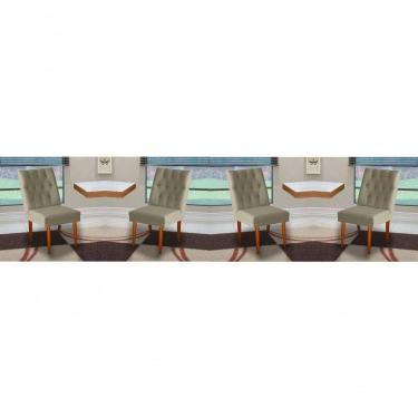 Imagem de Jogo 04 Cadeiras De Jantar Estofada Cozinha Paris Suede Bege Eli Móveis