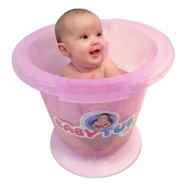 Imagem de Banheira Babytub Tradicional 0 A 6 Meses Rosa Transparente