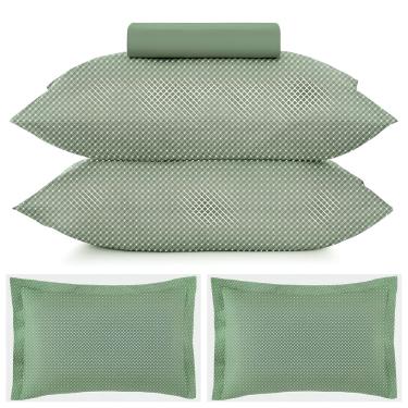 Imagem de Kit Jogo de Cama Casal 3 Peças e 2 Fronhas Extras Altenburg Toque Acetinado Slim Verde