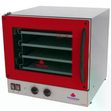 Imagem de Kit - Forno Turbo Elétrico Fast Oven PRP-004 127v Vermelho + Bancada MES-004 + 4 Assadeiras - Progás