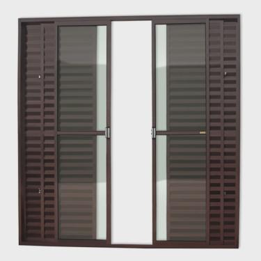 Imagem de Porta de Alumínio Balcão 210x200cm 6 Folhas com Vidro Liso Corten Super Brimak