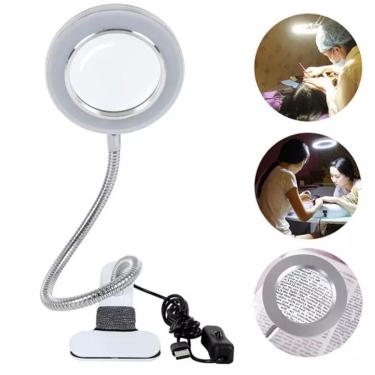 Imagem de Lupa 8x Bancada Led Ring Light Mesa Manicure Estética